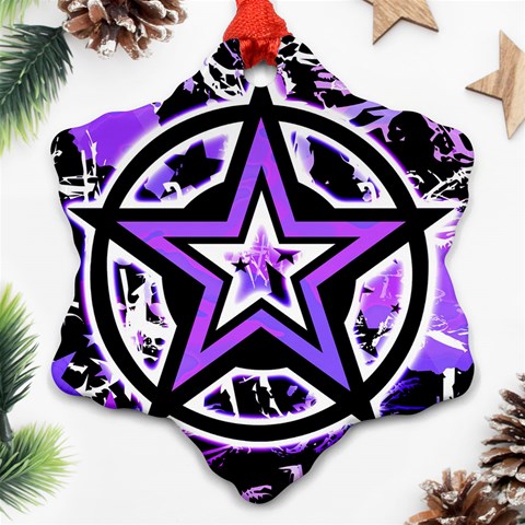 Purple Star Snowflake Ornament (Two Sides) from ArtsNow.com Front