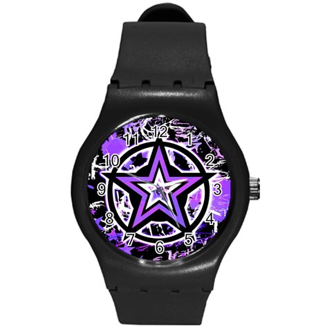 Purple Star Round Plastic Sport Watch (M) from ArtsNow.com Front