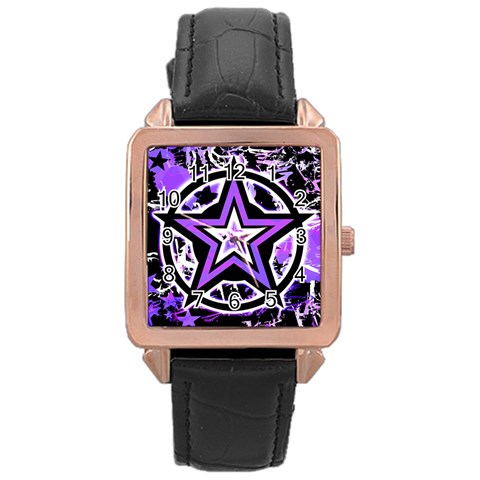 Purple Star Rose Gold Leather Watch  from ArtsNow.com Front