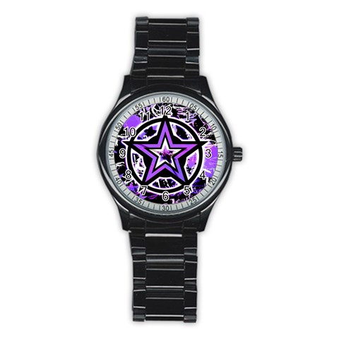 Purple Star Stainless Steel Round Watch from ArtsNow.com Front