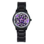 Purple Star Stainless Steel Round Watch