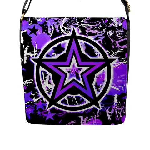 Purple Star Flap Closure Messenger Bag (L) from ArtsNow.com Front
