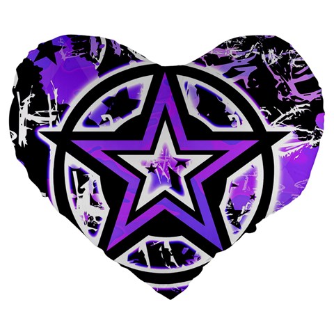Purple Star Large 19  Premium Flano Heart Shape Cushion from ArtsNow.com Front