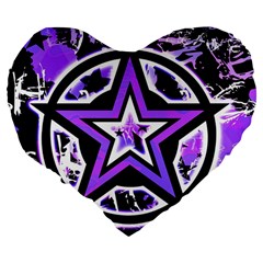 Purple Star Large 19  Premium Flano Heart Shape Cushion from ArtsNow.com Back