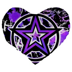 Purple Star Large 19  Premium Flano Heart Shape Cushion from ArtsNow.com Back