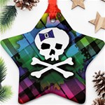 Rainbow Plaid Skull Ornament (Star)