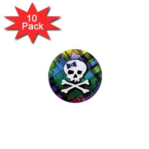 Rainbow Plaid Skull 1  Mini Magnet (10 pack)  from ArtsNow.com Front