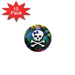 Rainbow Plaid Skull 1  Mini Magnet (10 pack) 