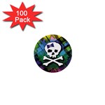 Rainbow Plaid Skull 1  Mini Button (100 pack) 