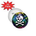 Rainbow Plaid Skull 1.75  Button (10 pack) 