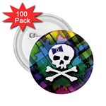 Rainbow Plaid Skull 2.25  Button (100 pack)