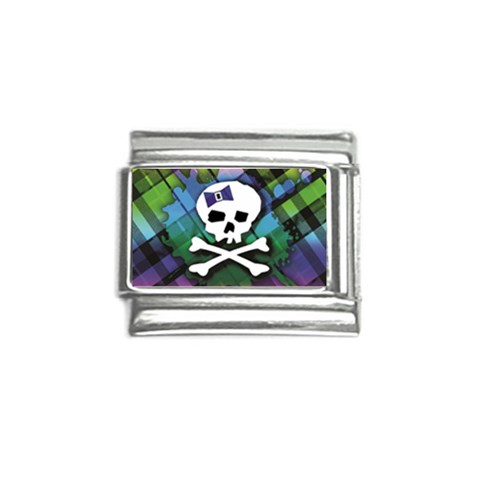 Rainbow Plaid Skull Italian Charm (9mm) from ArtsNow.com Front