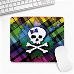 Rainbow Plaid Skull Large Mousepad