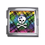 Rainbow Plaid Skull Mega Link Italian Charm (18mm)