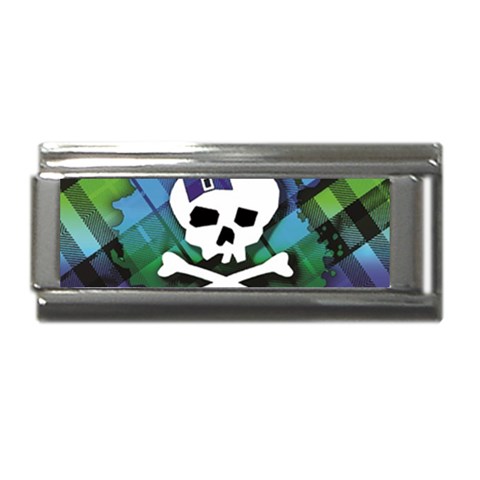 Rainbow Plaid Skull Superlink Italian Charm (9mm) from ArtsNow.com Front