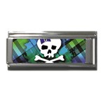 Rainbow Plaid Skull Superlink Italian Charm (9mm)