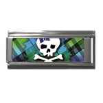 Rainbow Plaid Skull Superlink Italian Charm (9mm)