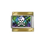 Rainbow Plaid Skull Gold Trim Italian Charm (9mm)