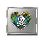 Rainbow Plaid Skull Mega Link Heart Italian Charm (18mm)