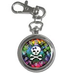 Rainbow Plaid Skull Key Chain Watch