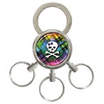 Rainbow Plaid Skull 3-Ring Key Chain