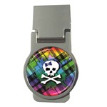 Rainbow Plaid Skull Money Clip (Round)