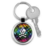 Rainbow Plaid Skull Key Chain (Round)