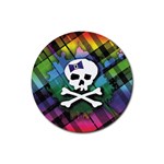 Rainbow Plaid Skull Rubber Round Coaster (4 pack)