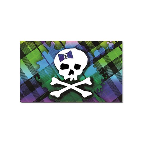 Rainbow Plaid Skull Sticker (Rectangular) from ArtsNow.com Front
