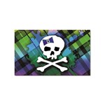 Rainbow Plaid Skull Sticker (Rectangular)