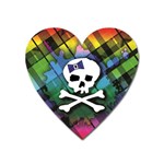 Rainbow Plaid Skull Magnet (Heart)