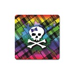 Rainbow Plaid Skull Magnet (Square)