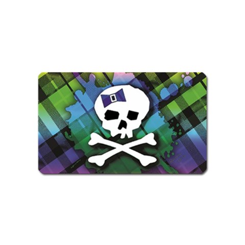 Rainbow Plaid Skull Magnet (Name Card) from ArtsNow.com Front