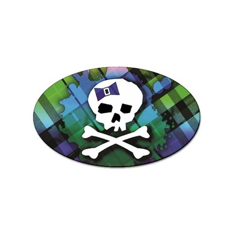 Rainbow Plaid Skull Sticker Oval (10 pack) from ArtsNow.com Front