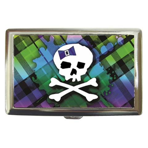Rainbow Plaid Skull Cigarette Money Case from ArtsNow.com Front