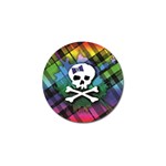 Rainbow Plaid Skull Golf Ball Marker