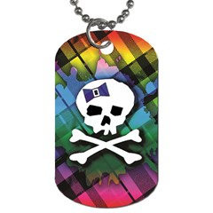Rainbow Plaid Skull Dog Tag (Two Sides) from ArtsNow.com Back