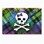 Rainbow Plaid Skull Postcard 4  x 6 