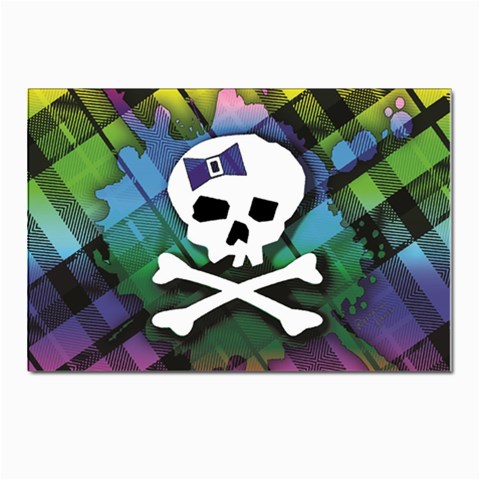 Rainbow Plaid Skull Postcard 4 x 6  (Pkg of 10) from ArtsNow.com Front