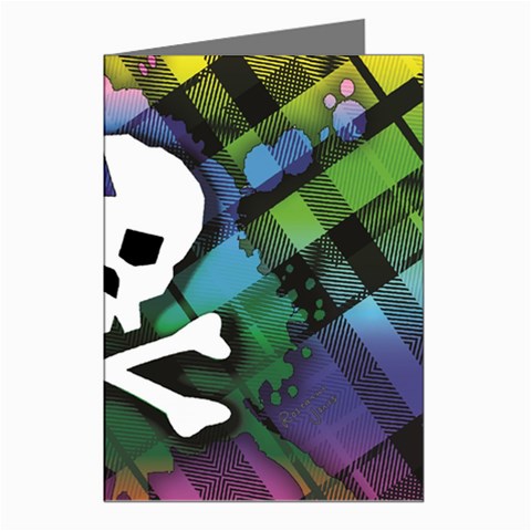 Rainbow Plaid Skull Greeting Cards (Pkg of 8) from ArtsNow.com Left