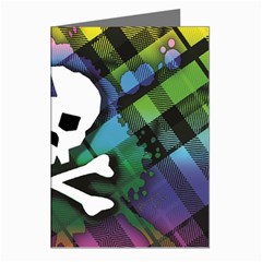 Rainbow Plaid Skull Greeting Cards (Pkg of 8) from ArtsNow.com Left
