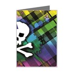 Rainbow Plaid Skull Mini Greeting Card