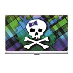 Rainbow Plaid Skull Business Card Holder