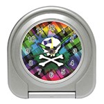 Rainbow Plaid Skull Travel Alarm Clock