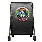 Rainbow Plaid Skull Pen Holder Desk Clock