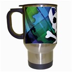 Rainbow Plaid Skull Travel Mug (White)