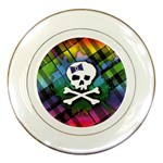 Rainbow Plaid Skull Porcelain Plate