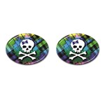 Rainbow Plaid Skull Cufflinks (Oval)