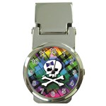 Rainbow Plaid Skull Money Clip Watch