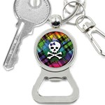 Rainbow Plaid Skull Bottle Opener Key Chain